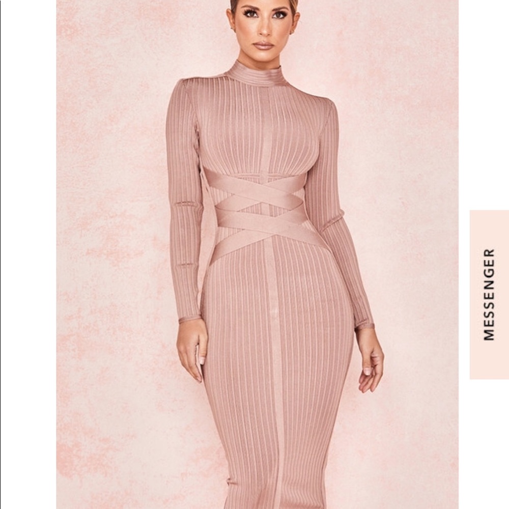 House of CB “Carrera” Ribbed Bandage Midi Dress